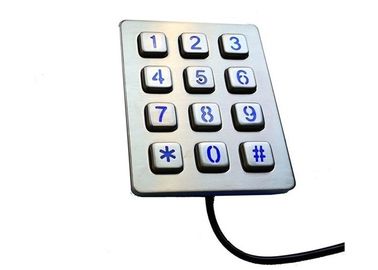 صغير 3 × 4 مقاوم للماء لوحة المفاتيح المعدنية البسيطة مع كابل مصفوفة / USB